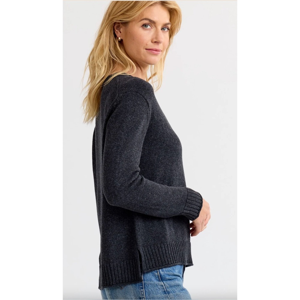 NWT Pura Cashmere Women Supima‎ Everday Cotton Crewneck Sweater Charcoal Grey XL